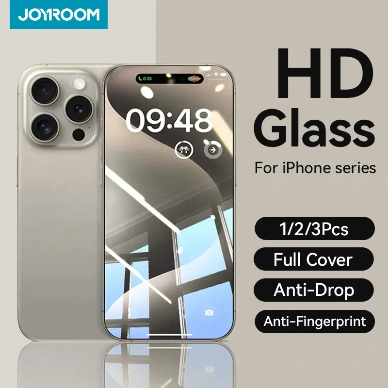 Bundle: Bundle 4, Material: pet - Joyroom 1/2/3pcs Tempered Glass For iPhone 16 15 14 13 12 11 Pro Max Screen Protector For iPhone 16 Full Screen Protective Glass