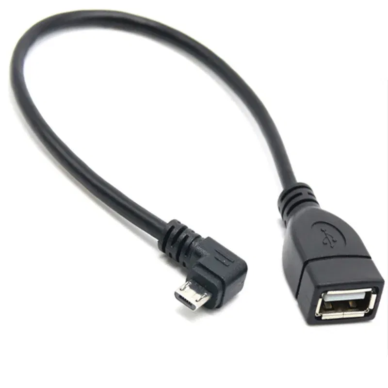 Color: Blue, Cable length: 0.2M - 90 degree up and down and left and right angles Micro USB 5Pin male to USB 2.0 A female extension connector adapter OTG cable