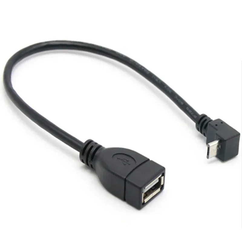 Color: Blue, Cable length: 0.2M - 90 degree up and down and left and right angles Micro USB 5Pin male to USB 2.0 A female extension connector adapter OTG cable