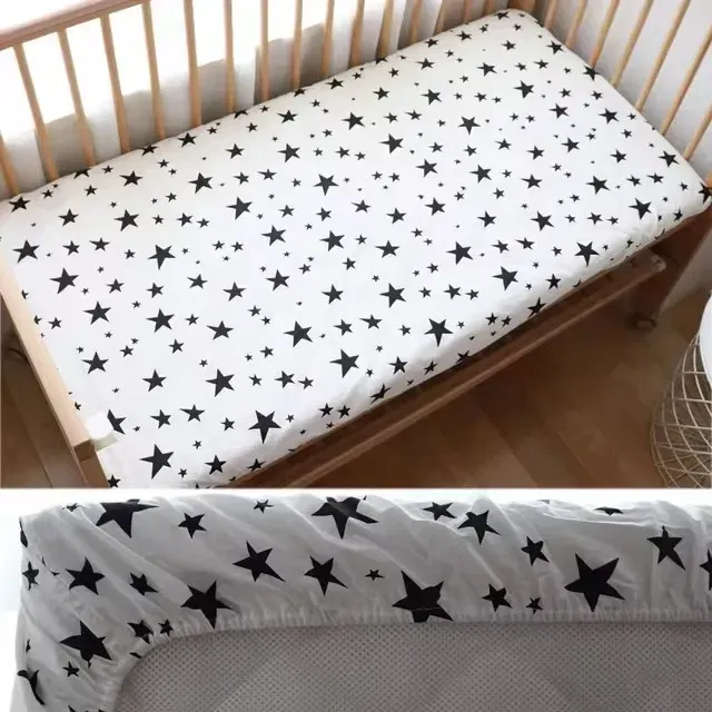 Color: GRAY - 130cm * 70cm Cotton Crib Top Baby Bed Cover Child Infant Newborn Mattress Cover Twill Cotton Bedding