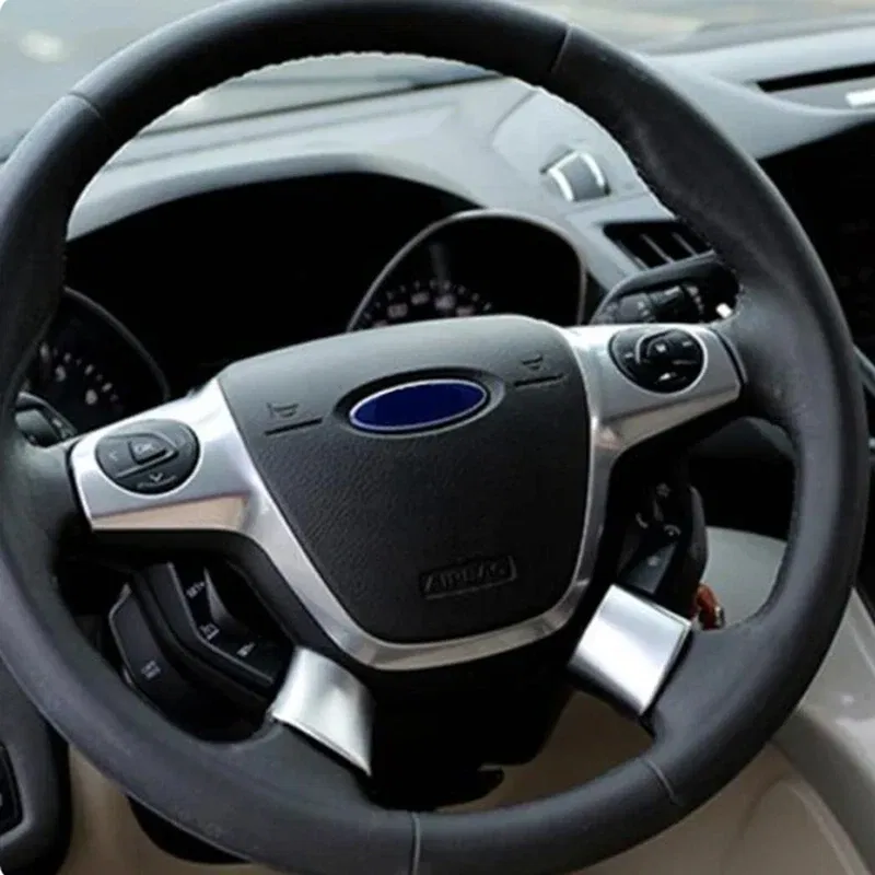 Color Name: Blue - ABS Car Steering Wheel Cover Sequin Trim Sticker for Ford Focus 3 Mk3 Kuga Escape 2012 2013 2014 2015 accessories