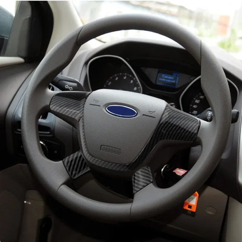 Color Name: Blue - ABS Car Steering Wheel Cover Sequin Trim Sticker for Ford Focus 3 Mk3 Kuga Escape 2012 2013 2014 2015 accessories