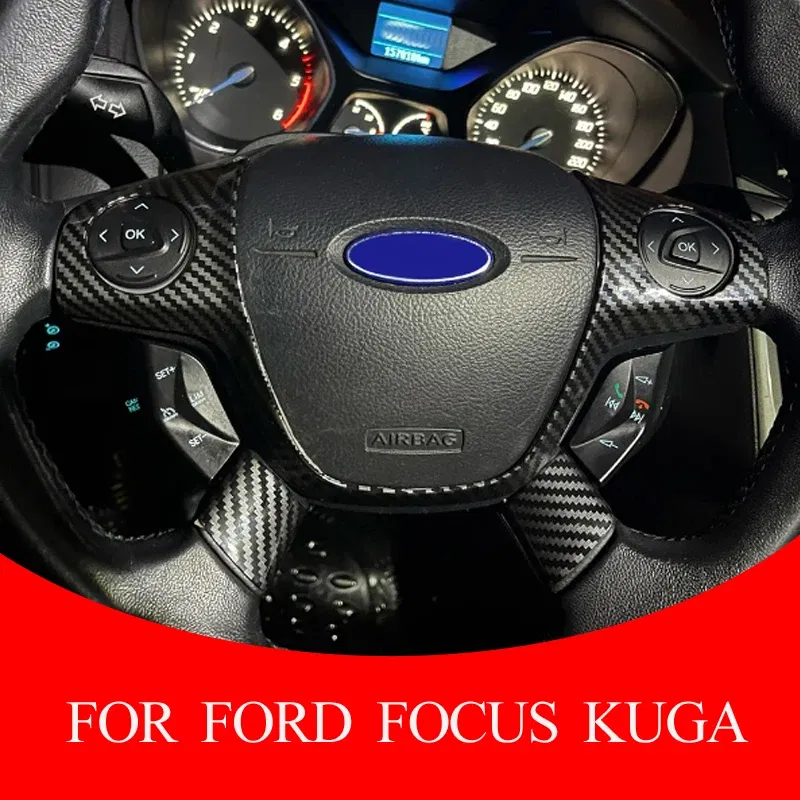 Color Name: Blue - ABS Car Steering Wheel Cover Sequin Trim Sticker for Ford Focus 3 Mk3 Kuga Escape 2012 2013 2014 2015 accessories