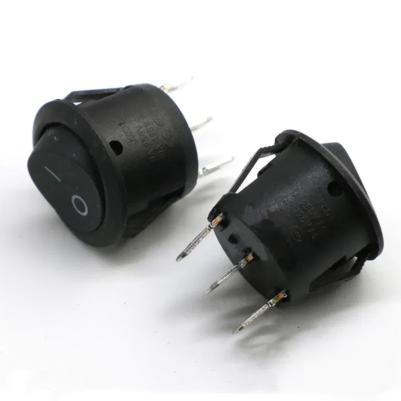 Color: Brown - 5Pcs KCD1-105 Diameter 16.5mm Small Round Boat Rocker Switch Mini Round Black White Red 2Pin/3Pin ON-OFF ON-OFF-ON Rocker Switch