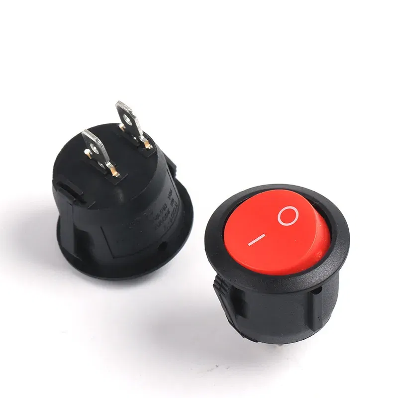 Color: Brown - 5Pcs KCD1-105 Diameter 16.5mm Small Round Boat Rocker Switch Mini Round Black White Red 2Pin/3Pin ON-OFF ON-OFF-ON Rocker Switch