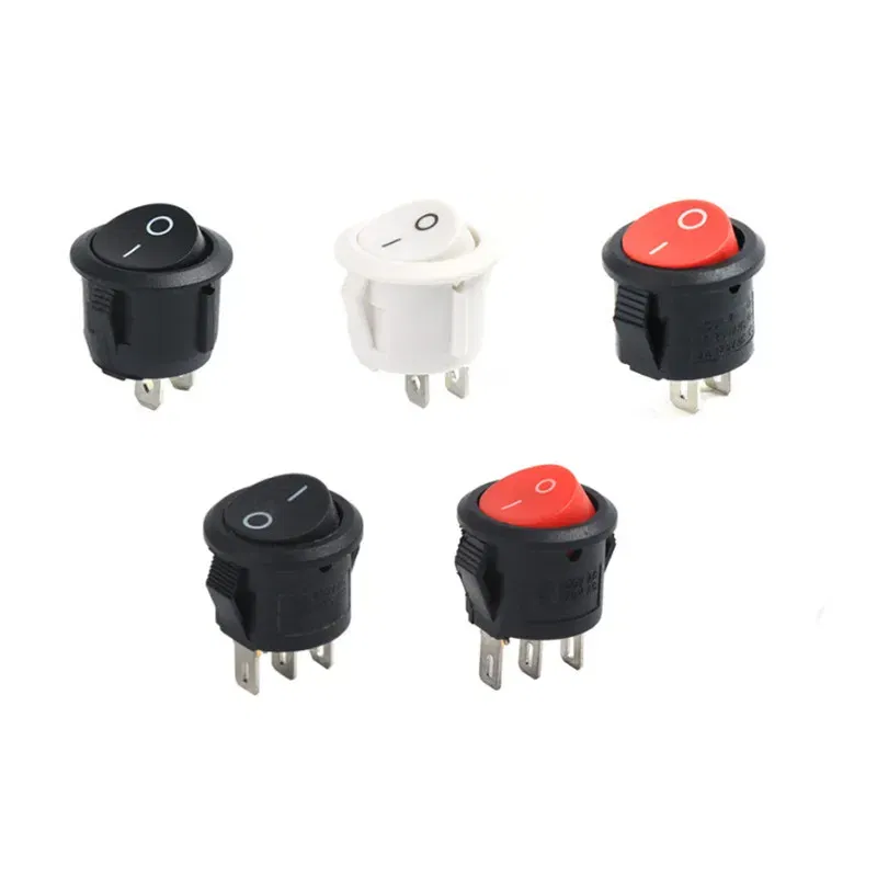 Color: Brown - 5Pcs KCD1-105 Diameter 16.5mm Small Round Boat Rocker Switch Mini Round Black White Red 2Pin/3Pin ON-OFF ON-OFF-ON Rocker Switch