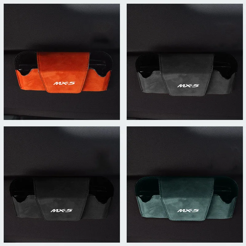 Color Name: Black - Car Interior Suede Fleece Glasses Clip Sunglasses Holder For Mazda mx5 mx 5 mx-5 Mk1 Mk2 Mk3 NA NB NC ND Accessories