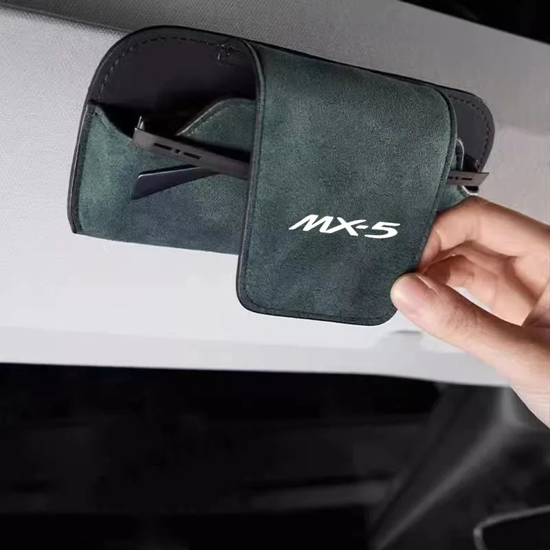 Color Name: Black - Car Interior Suede Fleece Glasses Clip Sunglasses Holder For Mazda mx5 mx 5 mx-5 Mk1 Mk2 Mk3 NA NB NC ND Accessories