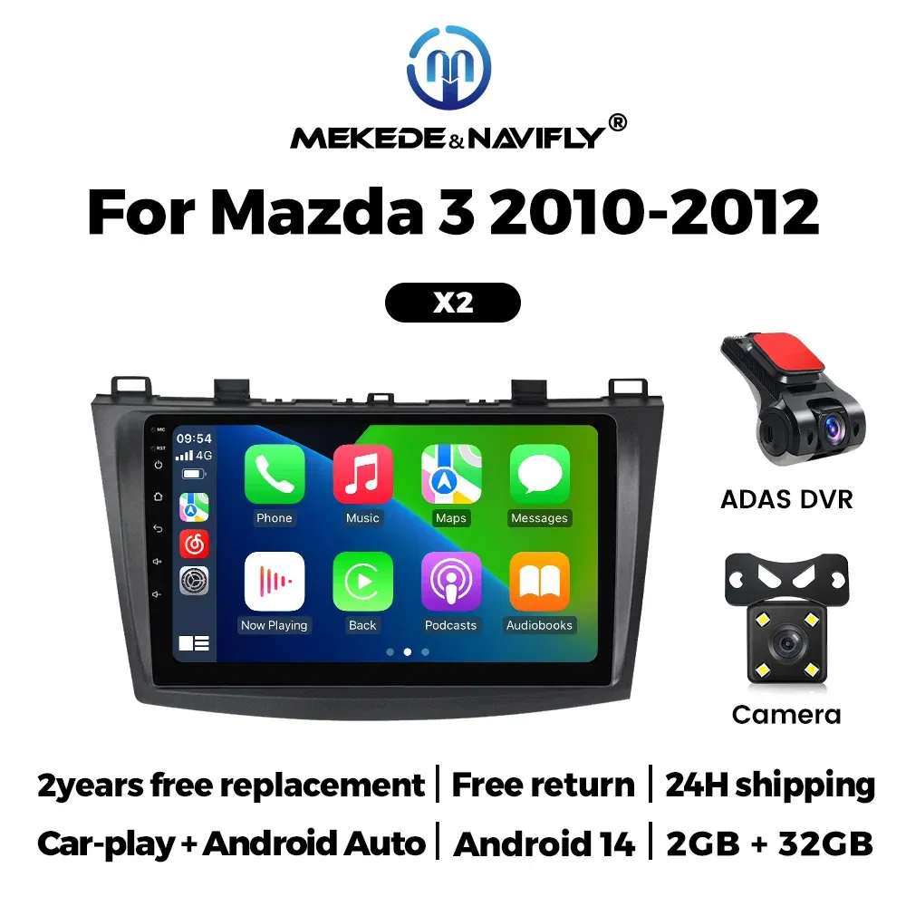 Color: Gold - Autoradio For Mazda 3 II For Mazda3 BL 2010-2012 Android 14 Car Radio Multimedia Player Head Unit Wireless Carplay Android Auto