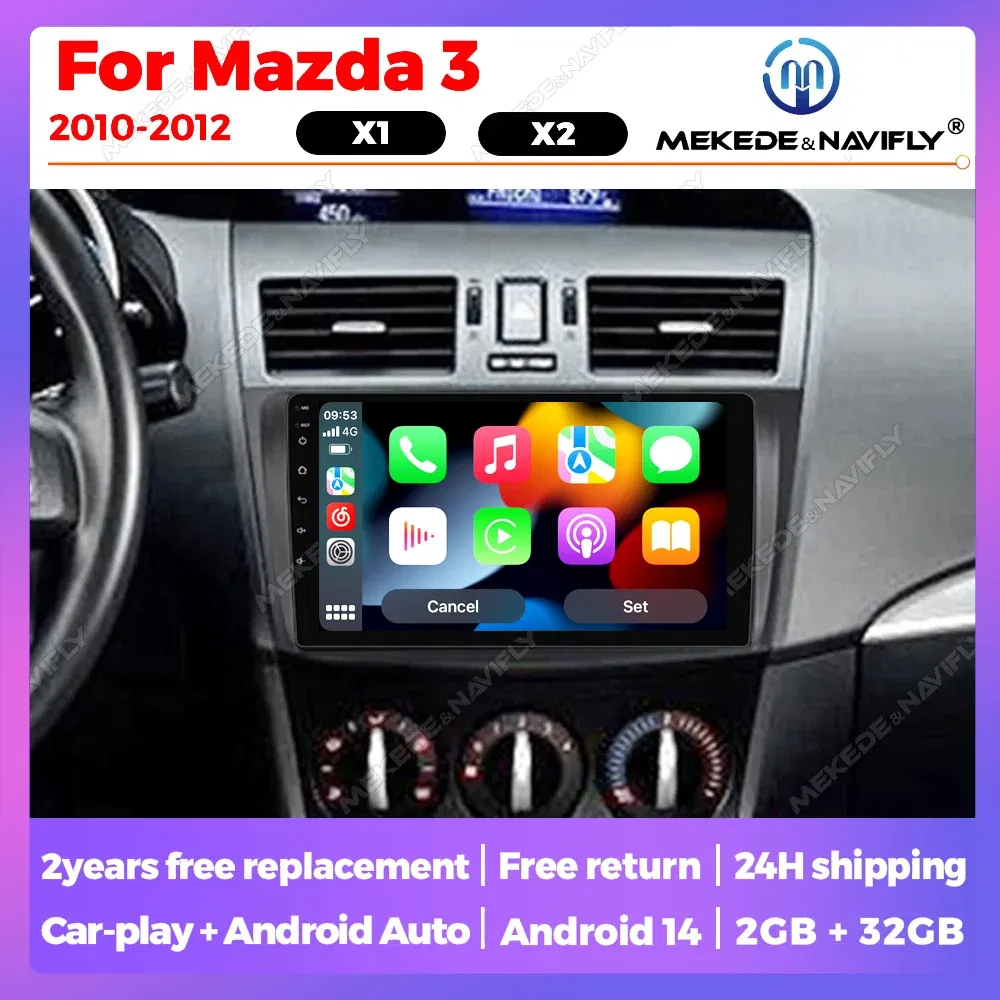 Color: Gold - Autoradio For Mazda 3 II For Mazda3 BL 2010-2012 Android 14 Car Radio Multimedia Player Head Unit Wireless Carplay Android Auto