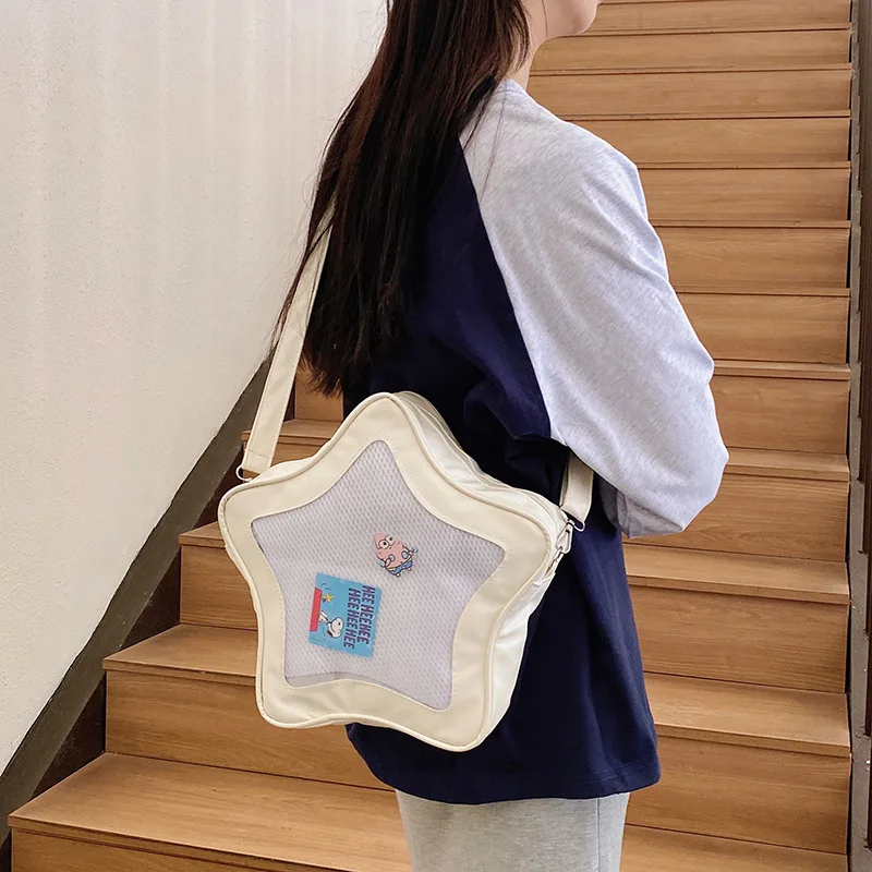 Color: Blue - Japanese Style Minimalist Cute Aesthetic Shoulder Bag for Students Kawaii Crossbody Purse Street Fashion