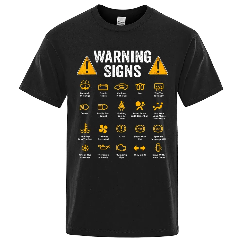 Color: Beige, Size: XXXL - Driving Warning Signs 101 Auto Mechanic Gift Driver Funny Print T-Shirt Fashion Casual Big size T Shirt Cotton Mens Tops Tees