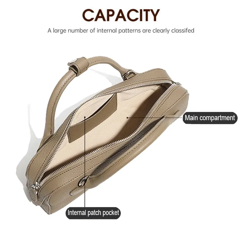 New Women's Solid Color Genuine Leather Handbag Lady Large Cpacity Sausage Armpit Bag Girls Commuting Single Shoulder Crossbody