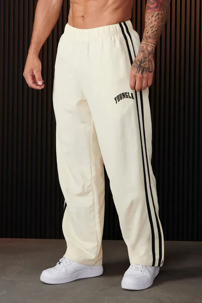 Color: green, Size: XL - Jogger Men's Sweatpants Gym Sports Fitness Splicing Strips Printing Mid Waist Casual Pants Ya Fashion Men Clothing Wide Leg Pan