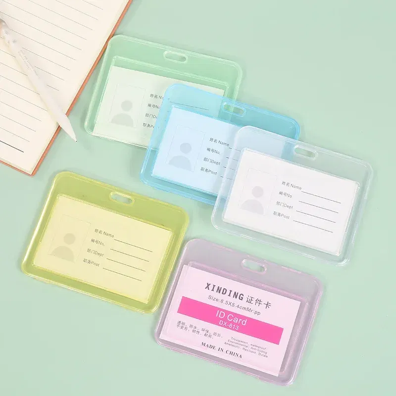 Color: Beige - Women Men Card Cover Case Plastic Transparent Business Credit Cards Bank ID Card Sleeve Protect Holder Case for Student