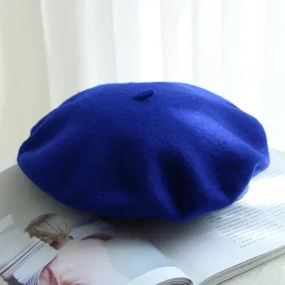 Color: green, Hat Size: One Size - Wool Thick Berets Artist French Beret Women Painter Hat Girls Female Warm Walking Cap