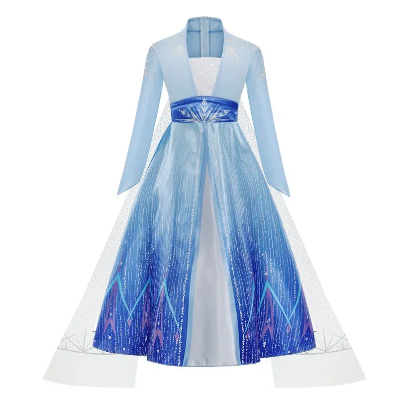 Kid Size: 2T, Color: Khaki - Disney Frozen Elsa Anna Princess Dresses Girls Mesh Sequin Dress Kids Cosplay Snow Queen Costumes Carnival Birthday Party Gowns