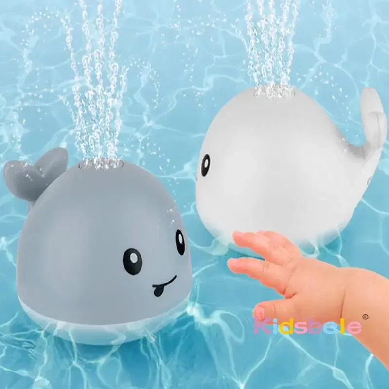 Color: WHITE - Kids Whale Fountain Bath Toys Spray Water Shower Swim Pool Toys Automatic Sprinkler With Colorful Light For Baby 6-36 Months