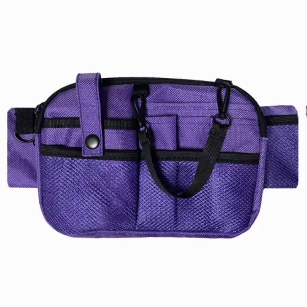 Color: black - Adjustable Nurse Fanny Pack Portable Large Capacity Polyester Nurse Pouch Waist Bag Multi Compartment Pocket Belt Organizer