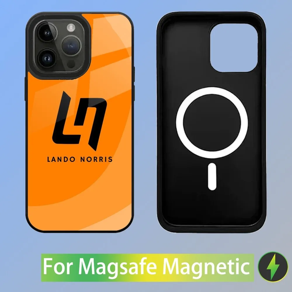 Color: Clear, Material: Vinyl - F1 Formula 1 L-Lando Norris Phone Case For iPhone 16,15,14,13,12,11,Plus,Pro,Max Mini Magsafe Magnetic Wireless Charging