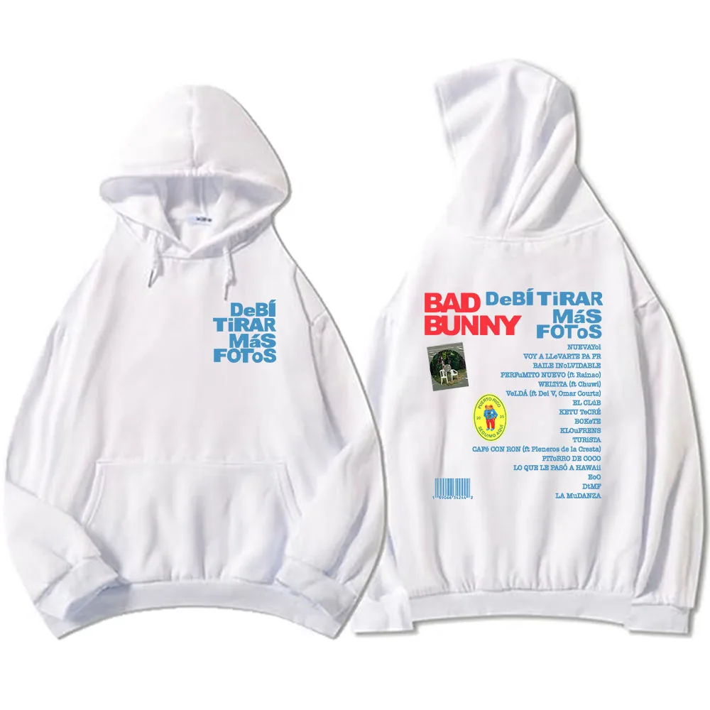 Color: Turquoise, Size: XL - Unisex Streetwear Bad Bunny DTMF Hoodies 2025 New Album Deb? Tirar Más Fotos Printing Sweatshirts Winter Comfortable Male Hoodie