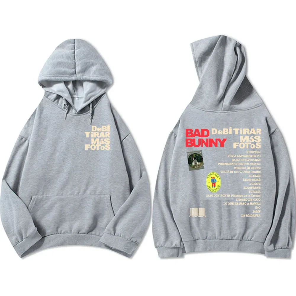 Color: Turquoise, Size: XL - Unisex Streetwear Bad Bunny DTMF Hoodies 2025 New Album Deb? Tirar Más Fotos Printing Sweatshirts Winter Comfortable Male Hoodie
