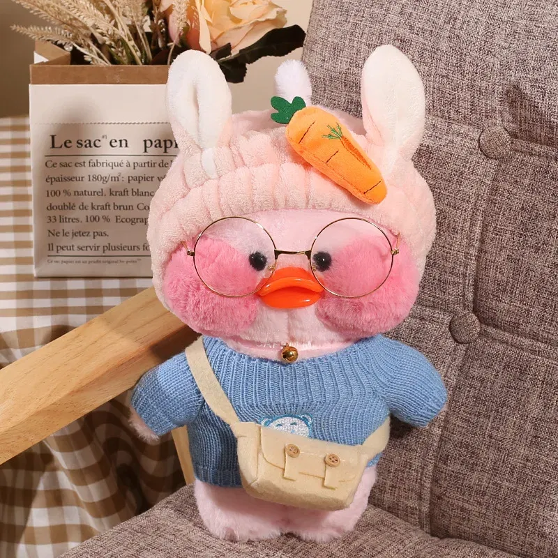 Color: Burgundy, Height: 11cm-30cm - 30cm Kawaii Lalafanfan Duck Plush Toy Cartoon Lalafanfan Duck Doll Soft Stuffed Animal Plushie Birthday Gifts For Girl Children