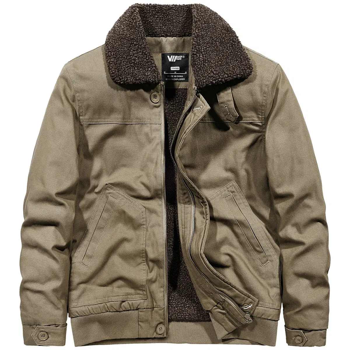 Color: Khaki, Size: 5XL - Men's Cold Jackets Knitted Coat Winter Coats Bomber Mens Sweat-shirt Designer Clothes Down Light Style Clothing Hooded Cardigans