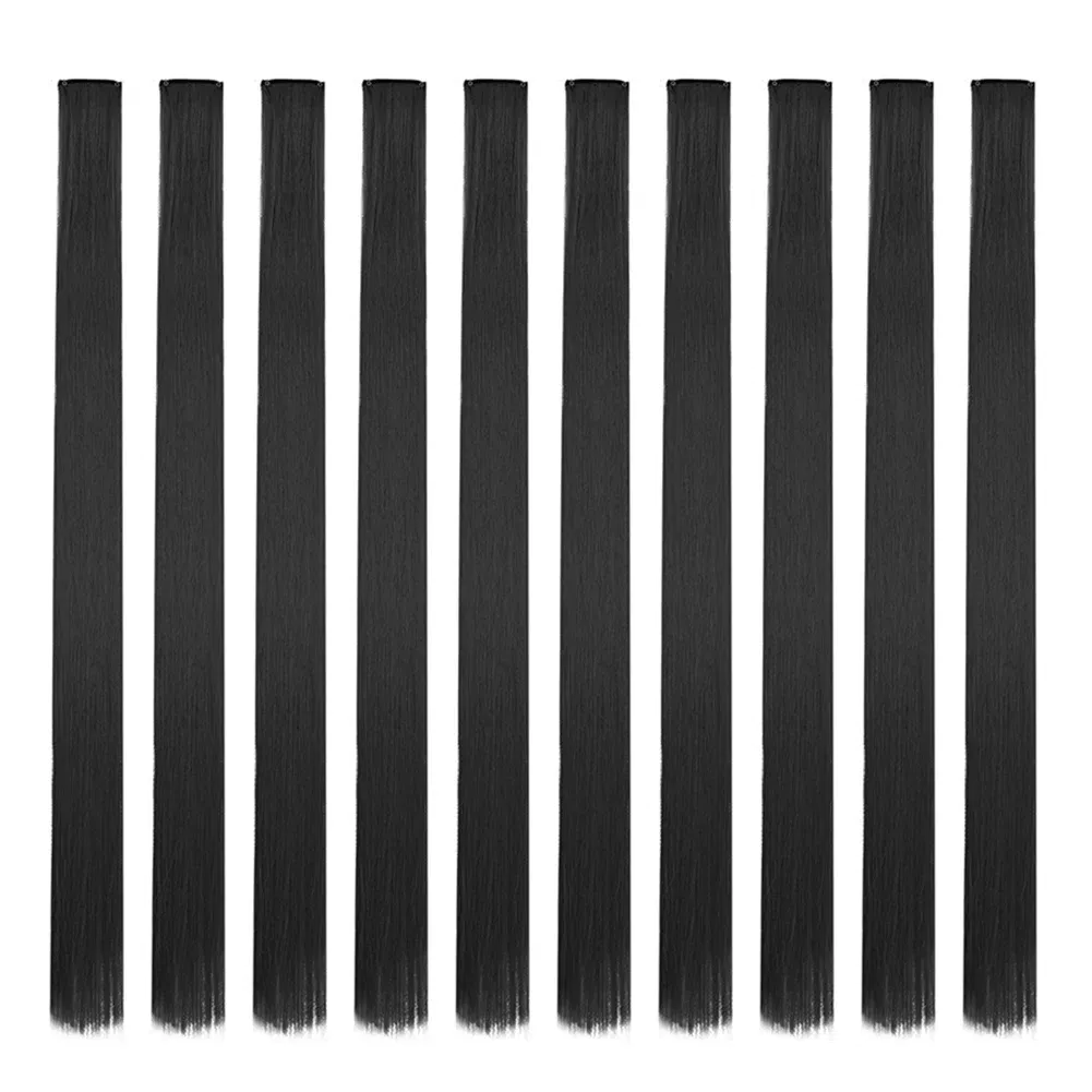 Color: #144, Stretched Length: 22inches, Ships From: CHINA - Synthetic 10 Pcs Straight Hair Extensions Clip in Hairpieces 22 Inch Hightlight Colorful Hair for Women Party Cosplay Gifts