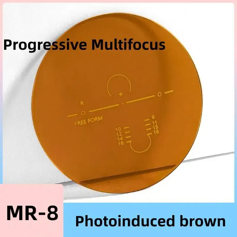 Lenses Color: Red, Lens Index: 1.67 - FIRADA MR-8 HMC Anti-scratch Frameless Aspheric Photochromic Anti Blue Light Progressive Multi-focus Optical Prescription Lens
