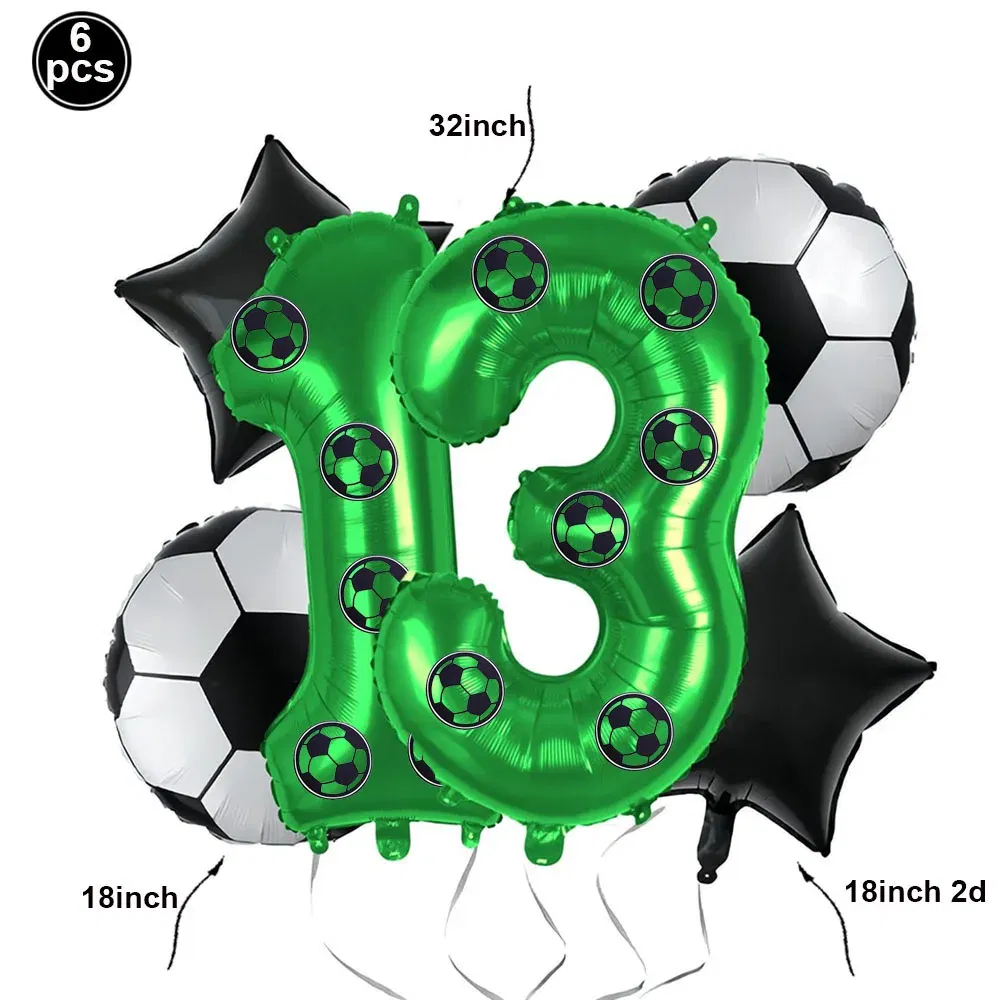 Color: MULTI - Soccer Birthday Party Decorations Disposable Tableware Paper Plates Cups Napkins Tablecloth Balloon Banner Soccer Party Supplies
