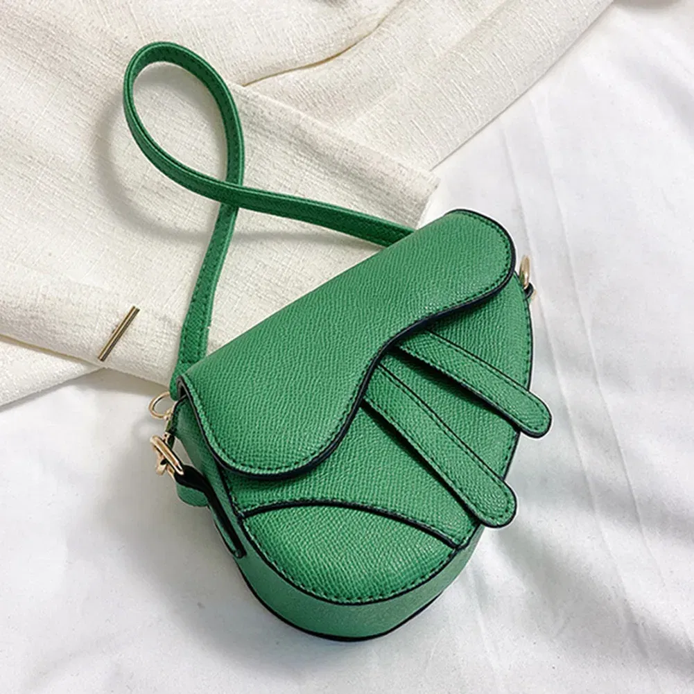 Color: light green - Women Fashion Mini Handbags Hasp Zipper Messenger Bags Saddle Bag Solid Color Casual Simple Inside Lock Ornament Bag