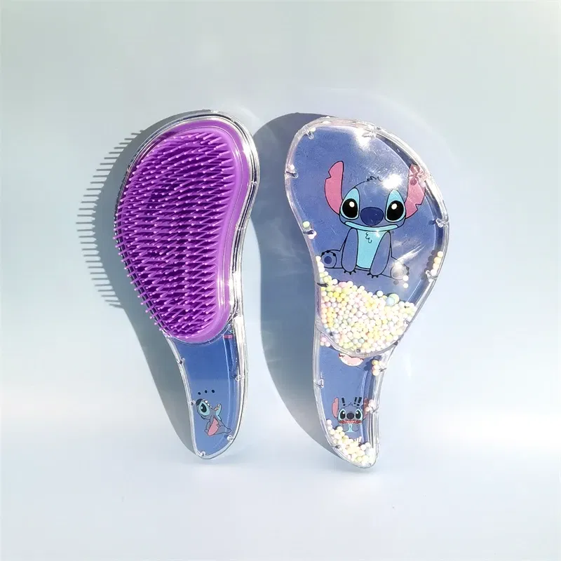 Color: PURPLE - Disney Stitch S-shaped Comb Cute Cartoon Massage Curly Hair Anti Knotting Portable Hairdressing Comb Girl&Child Holiday Gifts