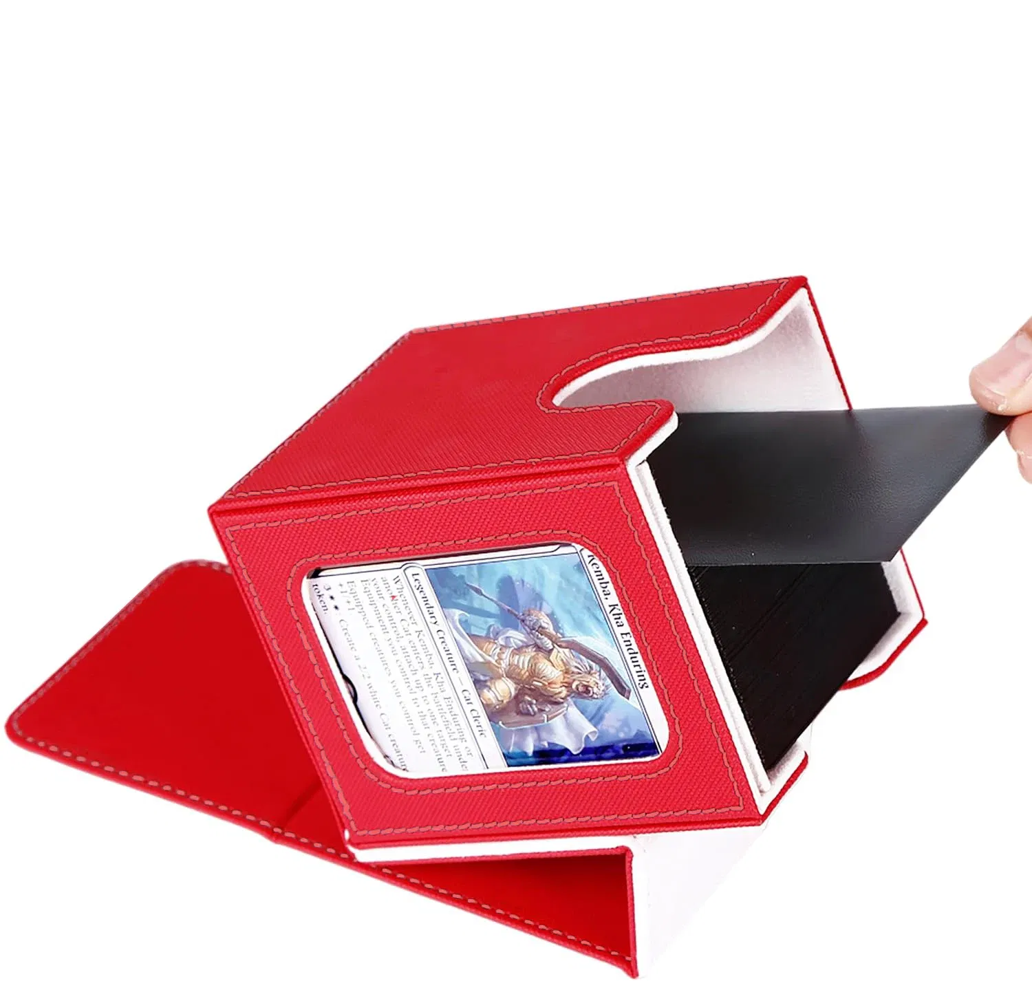 Color: Burgundy - New 100+ card storage box TCG MTG board game commander card carrying organizer box trading 3 "X4" regular storage box baseball