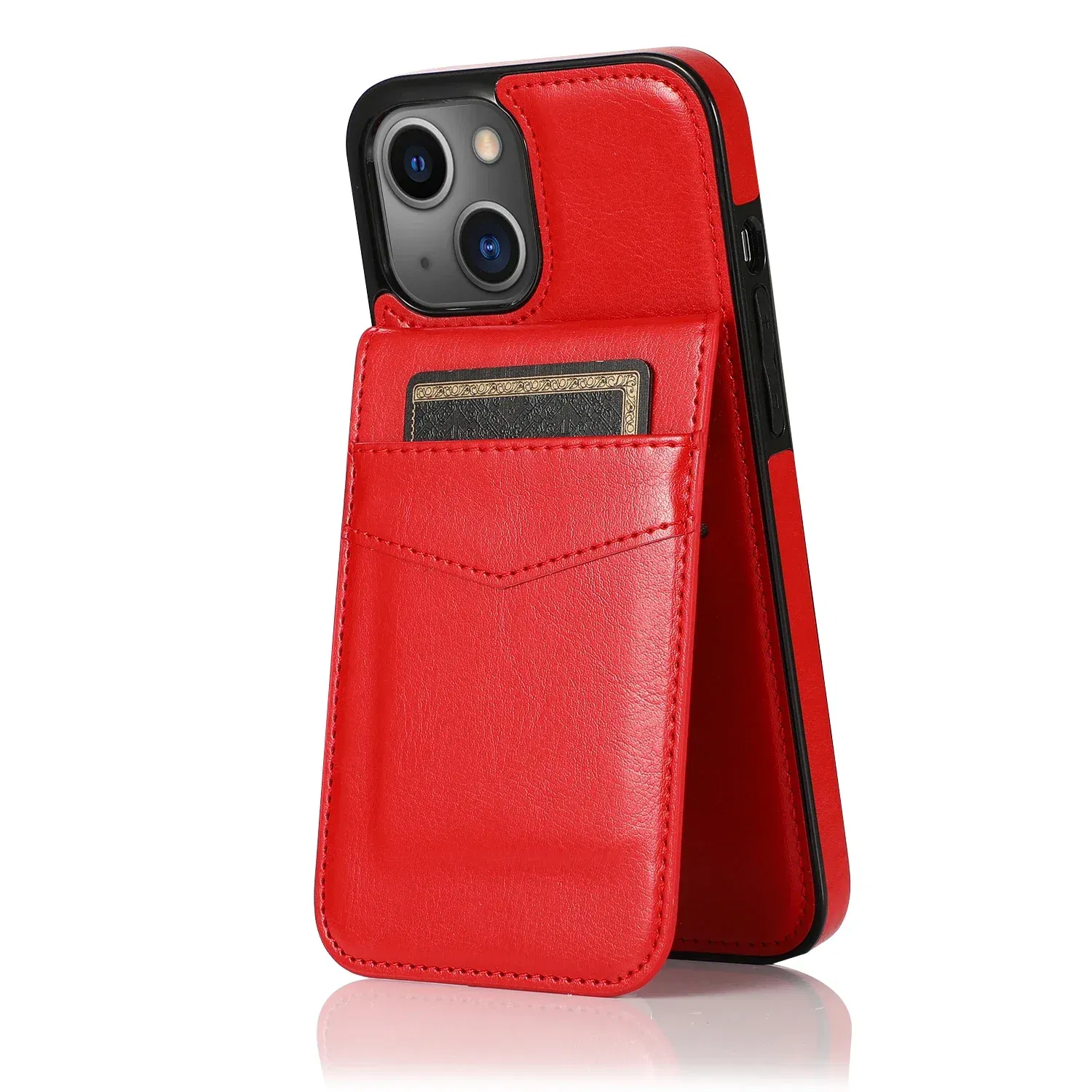 Color: Clear, Material: Microfiber - Faux Leather Wallet Kickstand Phone Case for IPhone 13 12 Mini 16E 16 15 14 11 Pro Max X XR XS 7 8 Plus Case with Credit Card