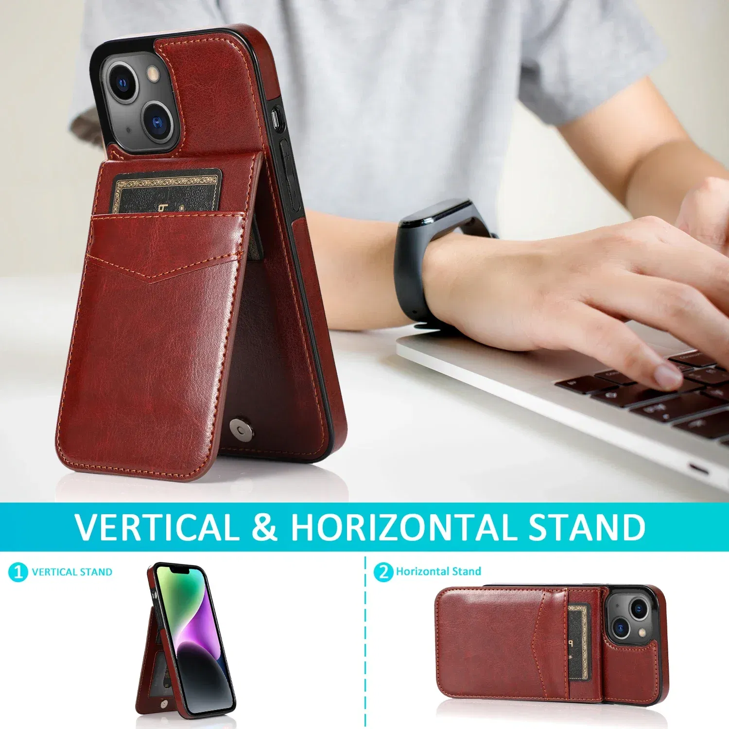 Color: Clear, Material: Microfiber - Faux Leather Wallet Kickstand Phone Case for IPhone 13 12 Mini 16E 16 15 14 11 Pro Max X XR XS 7 8 Plus Case with Credit Card