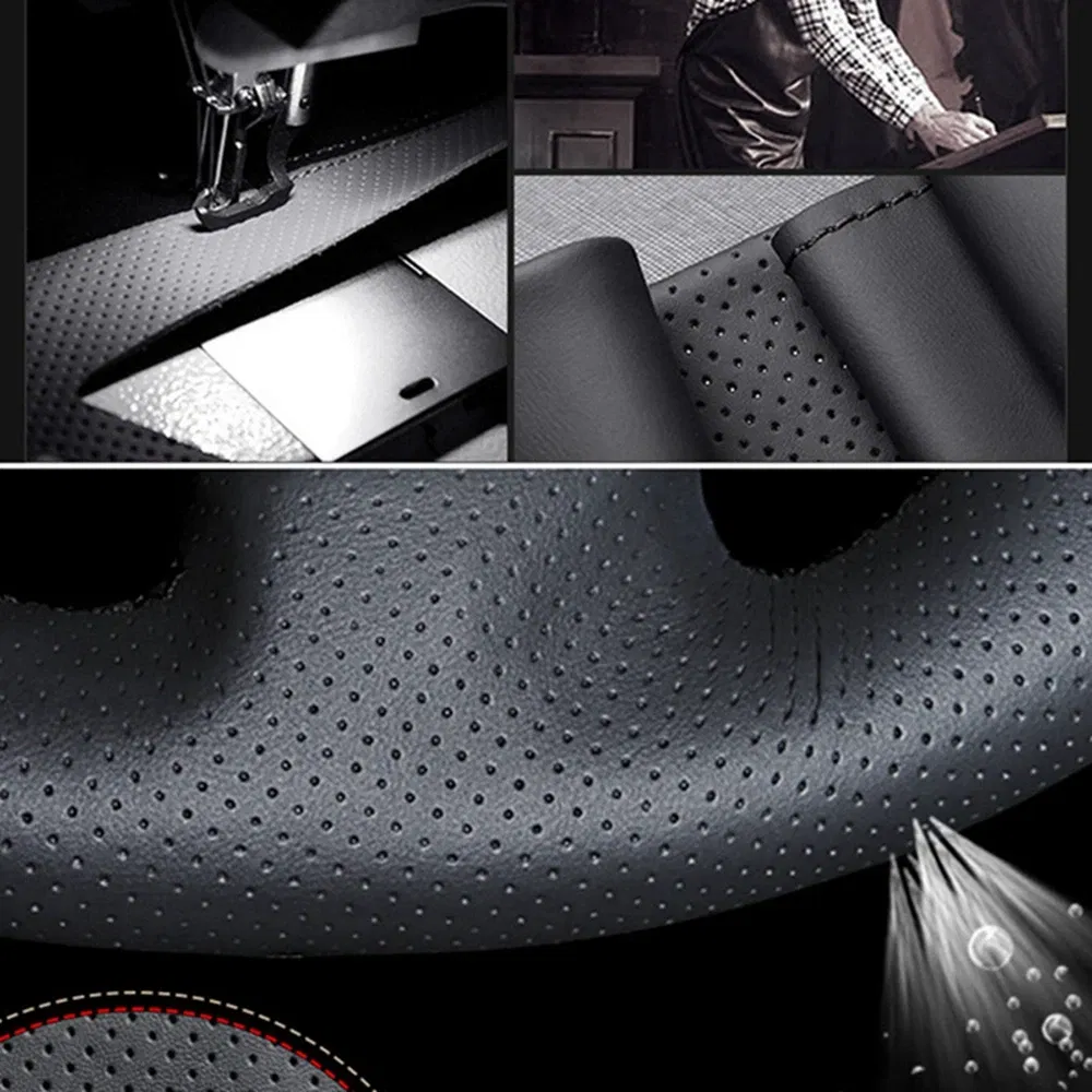 Color Name: Dark Grey - Car Steering Wheel Cover For BMW E60 E61 530d 545i 550i E63 E64 630i 645Ci 650i Hand-stitched Microfiber Leather Interior