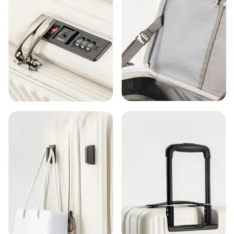Color: black, Luggage Size: 14Inches 350mm, Ships From: CHINA - 2025 New 20-inch PC Hard Shell Lightweight Roller Travel Expandable Multifunctional Front Opening Suitcase Cabin Trolley Case