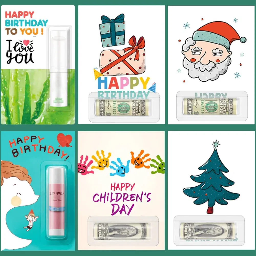 Color: MINT GREEN - 50/100pcs Money Card Holder With Sticker Plastic Dome Lip Balm Waterproof Clear Cash Pouch DIY Gift for Graduation Christmas