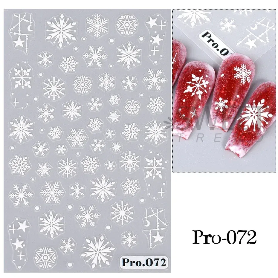 Color: Dark Grey - 5D Embossed Elk Nail Art Sticker Cute Christmas Winter Santa Claus Snowflake Gingerbread Man Engraved Slider Manicure Decoration