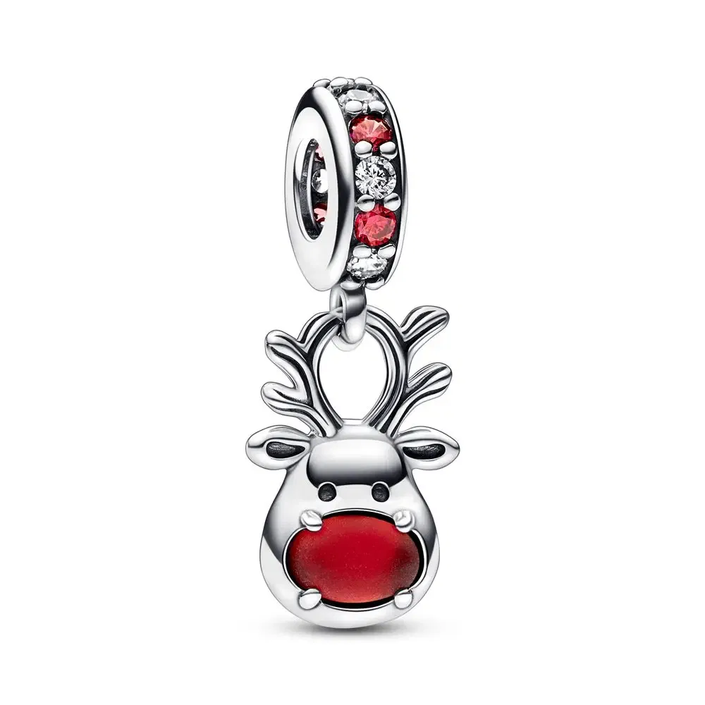 Gem Color: Blue - Pure Silver 925 Christmas Charm Fit DIY Pandora Bracelet Christmas Gift