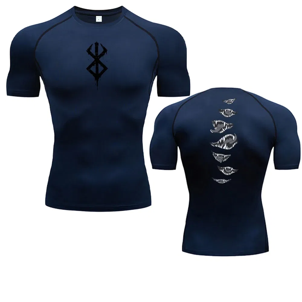 Color: black, Size: S - 2024Anime Berserk Guts Men's Compression Shirt Fitness Sport Running Tight Gym TShirts Athletic Quick Dry Tops Tee Summer