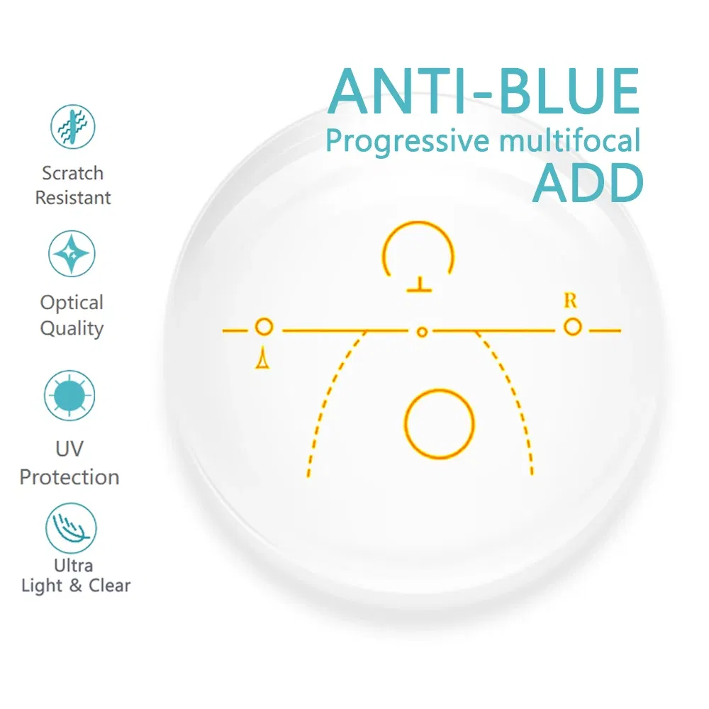 Lenses Color: black, Lens Index: 1.61 - Custom a Pair Of Optical Lens Progressive Multi-focus & Anti-blue Light Myopia Presbyopia Scratch-resistant 1.56 1.61 1.67 Index