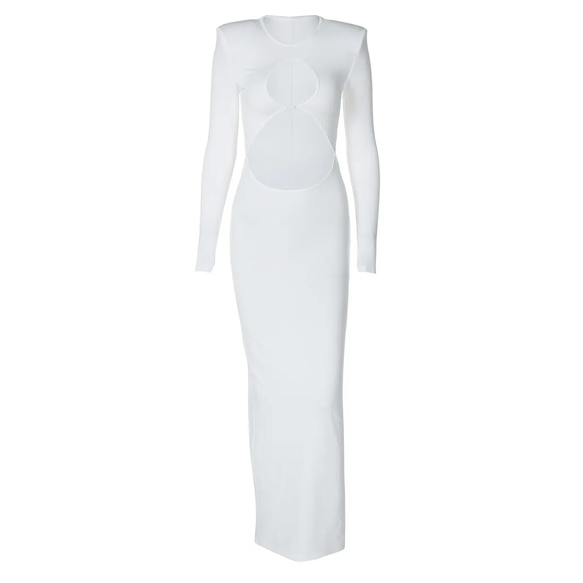 Color: Brown, Size: L - Hollow Out Sexy Long Dress White Dress Female Clothing Slim Fit Pullover Long Sleeve O-neck Long Dresses Woman Summer