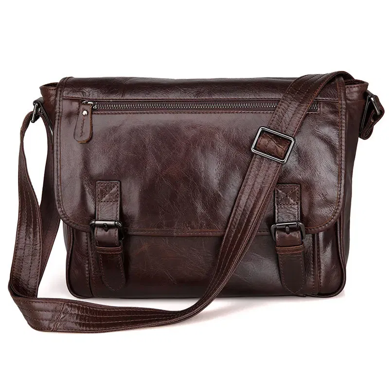 Color: PURPLE - Fashion Genuine Leather Shoulder Bag Men leather Messenger Bag men Crossbody bag Sling male Leisure Bag Casual Coffee New M184