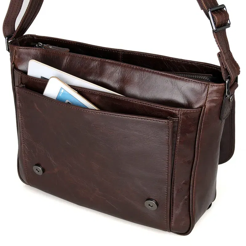 Color: PURPLE - Fashion Genuine Leather Shoulder Bag Men leather Messenger Bag men Crossbody bag Sling male Leisure Bag Casual Coffee New M184