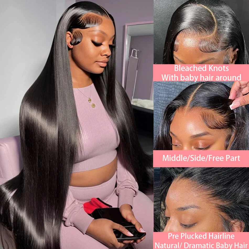 Color: T1B/613, Stretched Length: 20inches, Density: 250% - 30 32 Inch 13x4 13x6 Lace Front Human Hair Wigs Straight Transparent Lace Human Hair Wigs Pre Plucked For Black Women Bling Hair