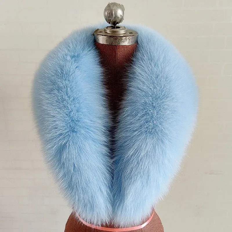 Color: Fuchsia, Size: XXL - 100% Natural Real Fox Fur Collar For Women Men Coat Jacket Fur Scarf Winter Extra Large Size Neck Warmer Fur Scarf Shawls Wraps