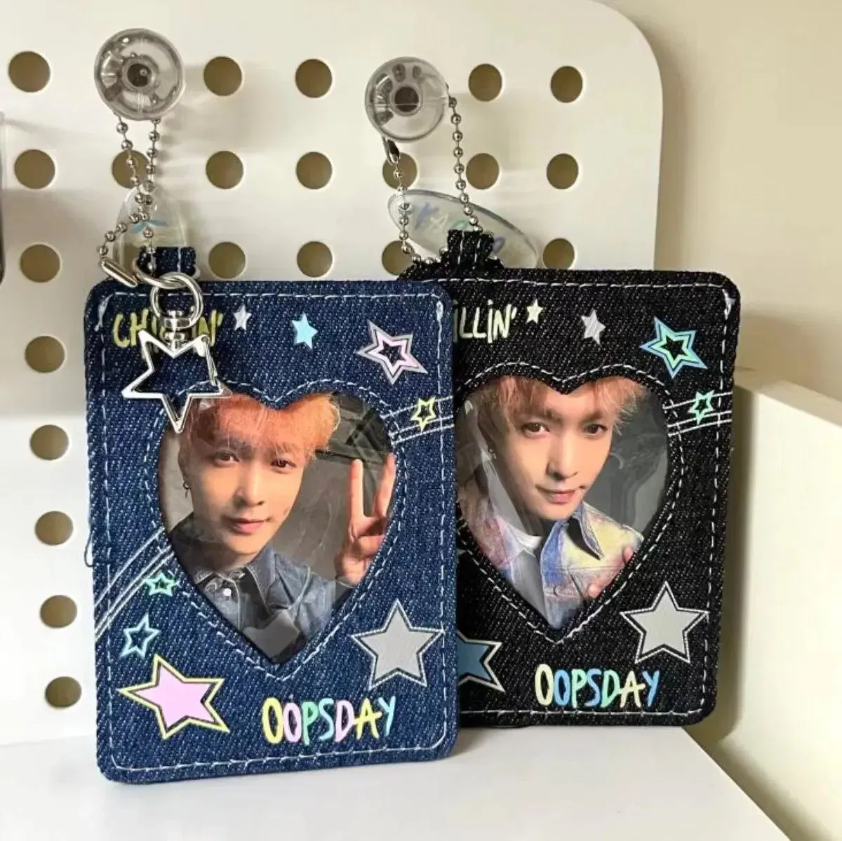Color: WHITE - Y2K Style Jeans 3Inch Photocard Holder for 3 Inch Photo  Cool Girl Cards Holder with Keychain K-Pop Idol Photocard Case