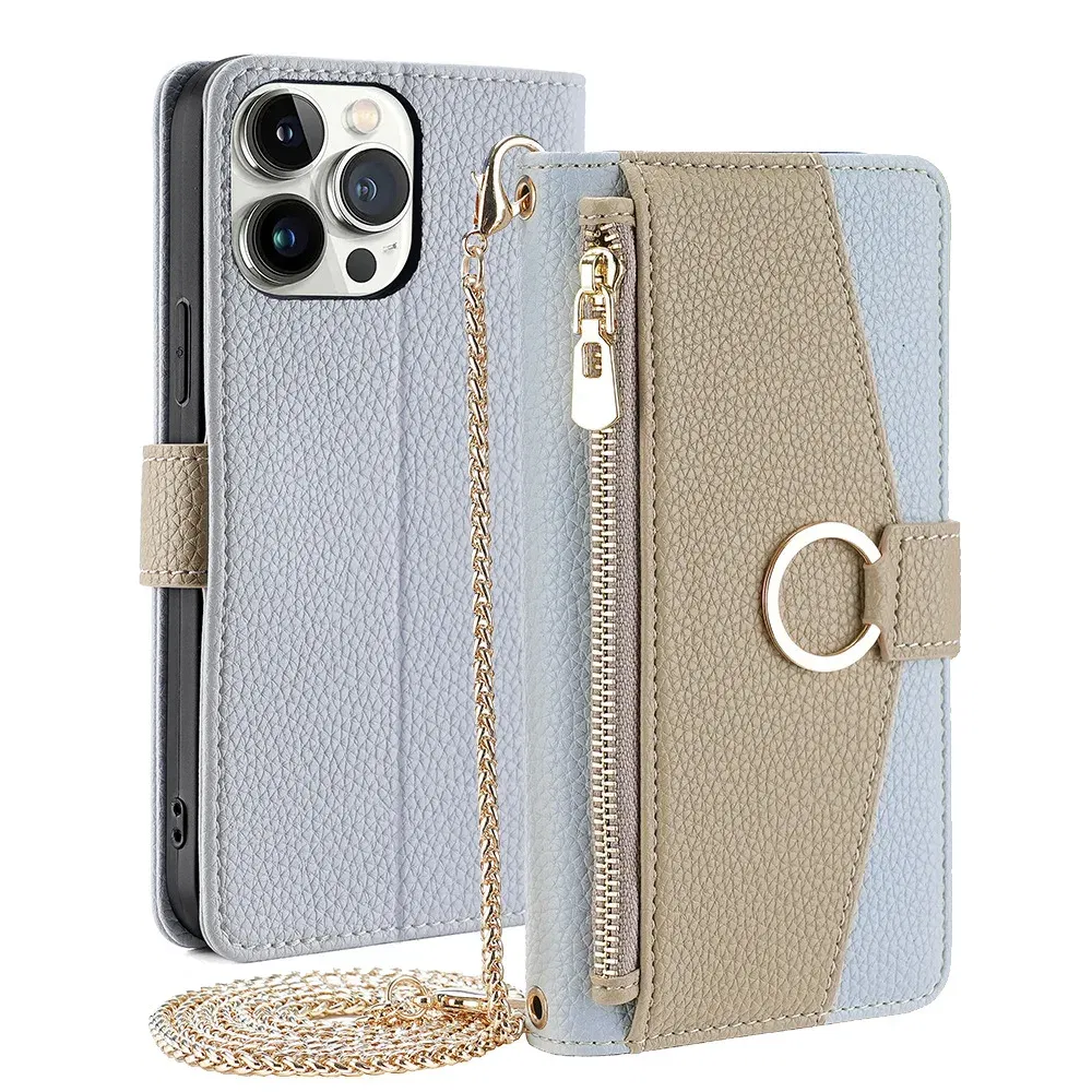 Color: SKY BLUE, Compatibility by Model: Galaxy A55 - Leather Phone Case for SAMSUNG Galaxy A05 A06 A16 A15 A36 A56 A26 5G Crossbody Wallet Case Flip Mirror Cover with Long Lanyard